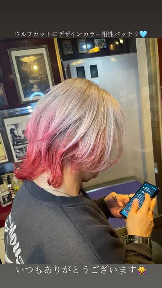 ミディアム カラー 👑派手髪/カット 👑ANRYのヘアスタイル