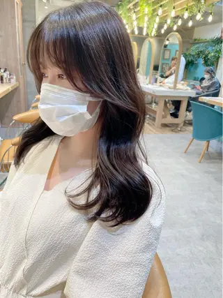 セミロング カラー 縮毛矯正 髪質改善 韓国風レイヤー 吉田のヘアスタイル