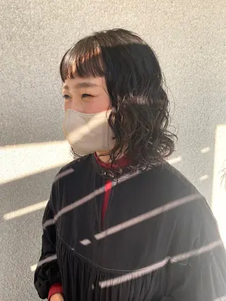 ミディアム パーマ 桑原 菜摘のヘアスタイル