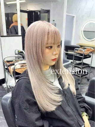 ロング カラー エクステ🩵ブリーチ 韓国ヘア🩵KAEのヘアスタイル
