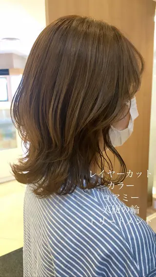 ミディアム カラー 似合わせカラー/艶 髪質改善/ヨシザキのヘアスタイル