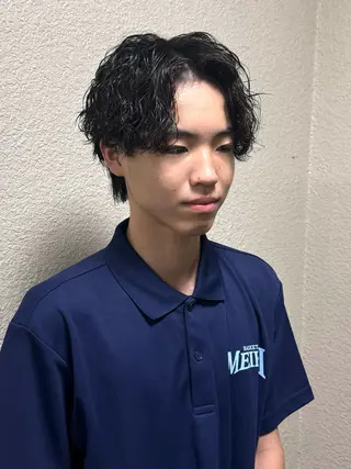 ミディアム パーマ メンズ 柏メンズカットパーマ NO.1タイチのヘアスタイル
