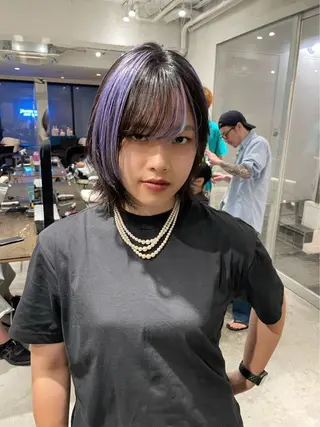 ミディアム カラー スパイラルパーマ 🌐hina⭐️のヘアスタイル