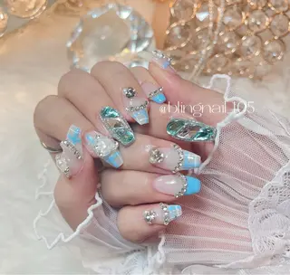 ネイル 23時まで❤︎韓国、 ワンホンネイルのネイルデザイン