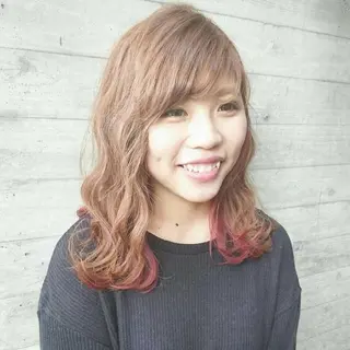 セミロング カラー パーマ EARTH検見川浜 鈴木学のヘアスタイル