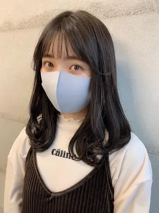 ミディアム カラー 透明感/オリーブ/ グレージュ/YUKAのヘアスタイル