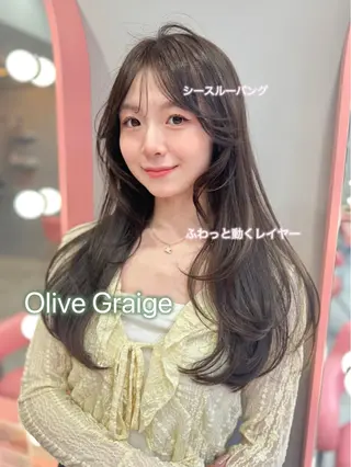 カラー REINA𓍯/ 透明感カラー/顔周りのヘアスタイル