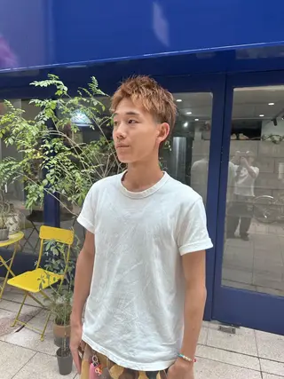 ショート カラー メンズ t.hair垂門真吾 曲がる縮毛矯正/ボブのヘアスタイル