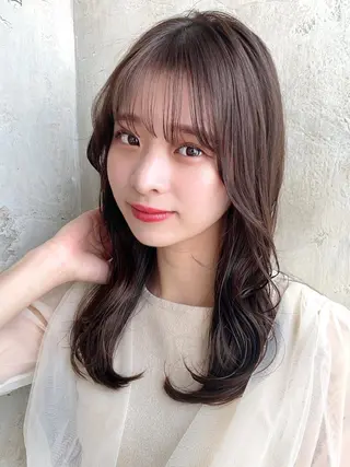 セミロング カラー 顔周り/くびれヘア 韓国ヘア💕風間るなのヘアスタイル