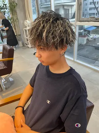 ミディアム カラー パーマ メンズ 辻堂メンズ特化 YU-YAのヘアスタイル