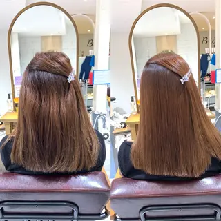 ロング パーマ 小島嵩人 縮毛矯正 髪質改善のヘアスタイル