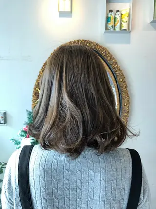 ミディアム カラー 川野辺幸雄☆髪質改善 ハイライト☆白髪のヘアスタイル