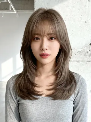 セミロング カラー 韓国レイヤーカット 🫧大阪梅田レイヤーのヘアスタイル