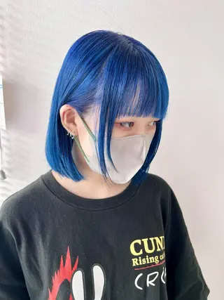 ミディアム ブリーチ毛に縮毛矯正 ✨カラー✨山田 正幸のヘアスタイル