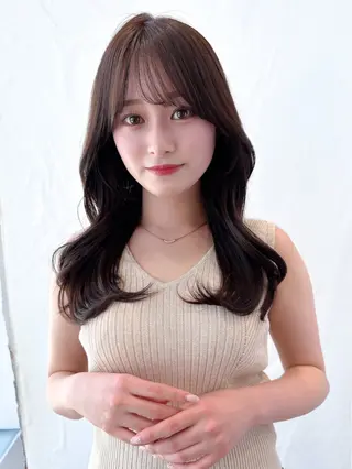 セミロング カラー 顔周り/くびれヘア 韓国ヘア💕風間るなのヘアスタイル