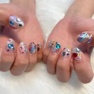 ネイル ゴテゴテ💙ワンホン リオナのネイルデザイン