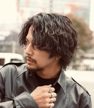 ミディアム パーマ メンズ fifth park 六反穂 龍介のヘアスタイル