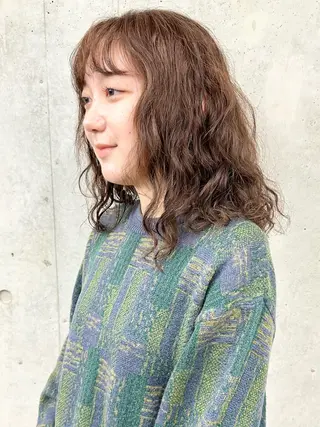 ミディアム パーマ 小顔ボブ/お悩み解決 /ボブパーマ/とういのヘアスタイル