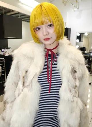 カラー ボブ.顔周りカット カット/ユキカのヘアスタイル