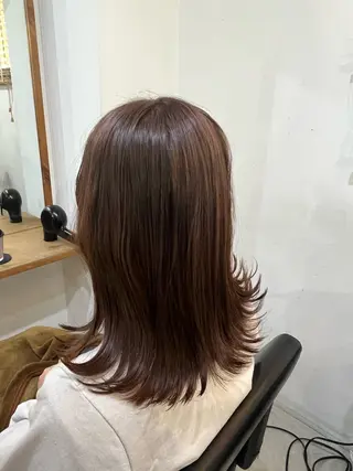 セミロング カラー ✨🎨ブリーチなし 透明感カラー✨美友のヘアスタイル