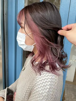 セミロング ブリーチ毛矯正.髪質 改善.髪にドラマをのヘアスタイル