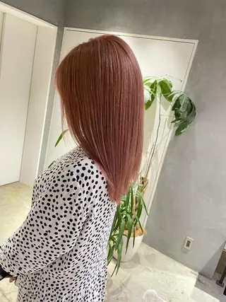 ミディアム 美髪矯正/艶カラー ボブ/栄/鐘ヶ江純也のヘアスタイル