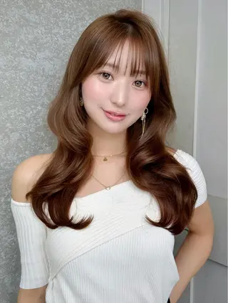 ロング ♥韓国レイヤー/透明 感カラー/顔周りのヘアスタイル