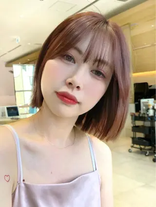 ミディアム カラー パーマ ヘアアレンジ 小野寺瑞希 /最小顔カットのヘアスタイル