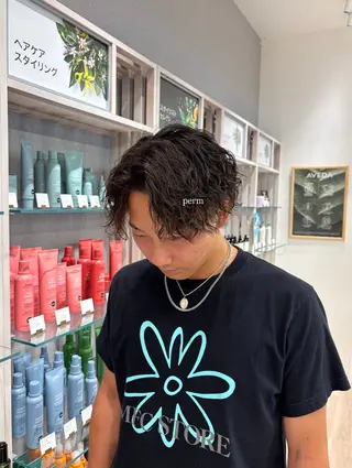 パーマ メンズ 大野 桃果のヘアスタイル