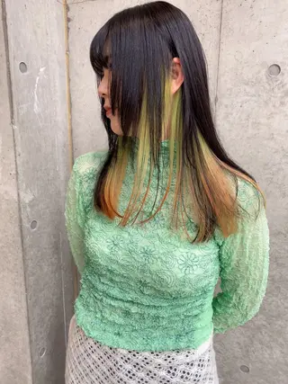 セミロング カラー レイヤー/柔色 カラー/SAkiのヘアスタイル