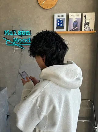 セミロング パーマ メンズ 長谷川 湧のヘアスタイル