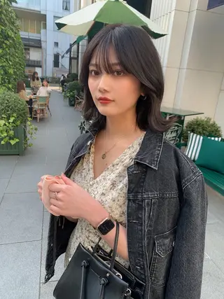 ミディアム カラー 深沢 秀のヘアスタイル