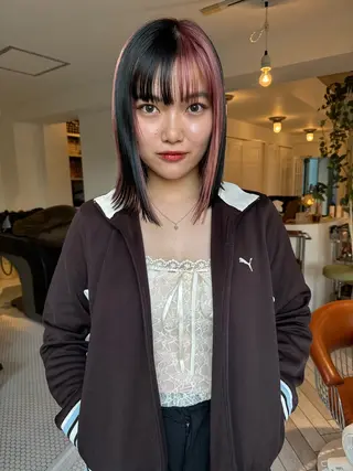 カラー ブリーチカラー🎀 韓国風/寺門美優のヘアスタイル