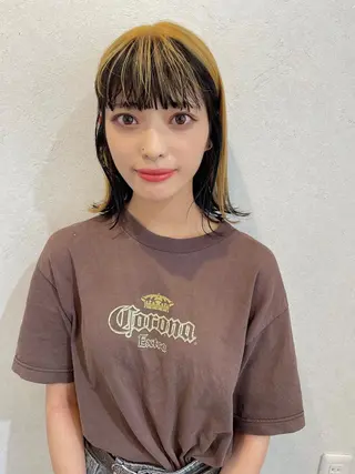 ミディアム カラー 安藤 佑衣のヘアスタイル