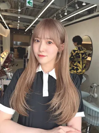 ロング カラー パーマ 新宿/韓国風レイヤー エクステ/YUTOのヘアスタイル