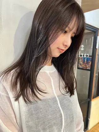 セミロング カラー 薬院:今泉/上川美幸 大人ヘア/暗髪カラーのヘアスタイル