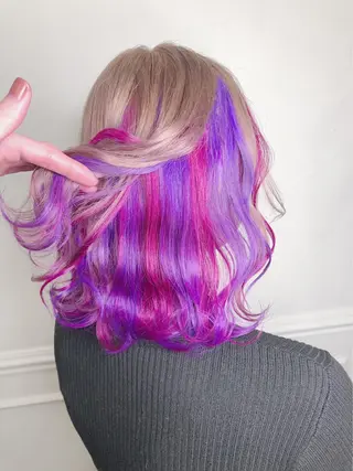 ミディアム カラー ヘアアレンジ 韓国レイヤーカット/ 儚げカラーチナツのヘアスタイル