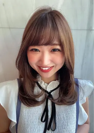 ミディアム 木屋元一/透明感 /前髪/韓国ヘアのヘアスタイル