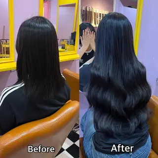 ロング シール＋ちび編み込み エクステ梅田🐨のヘアスタイル