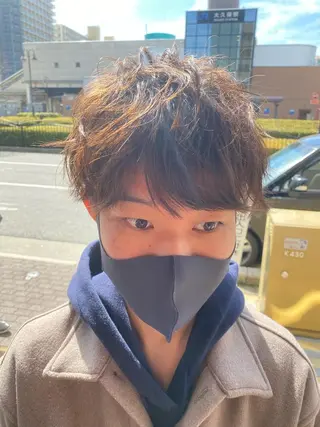 ミディアム カラー パーマ メンズ 柳澤 和也のヘアスタイル