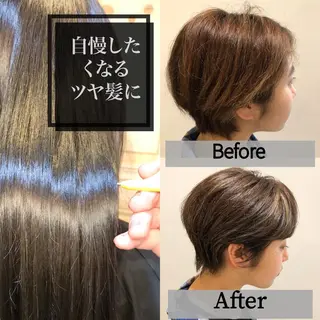 ショート 透明感カラー×小 顔レイヤー♡ヒデさんのヘアスタイル