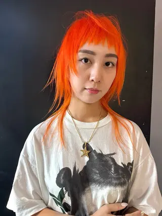 ミディアム カラー ヘアアレンジ 丸山渉/パーマ エフェクトブリーチのヘアスタイル