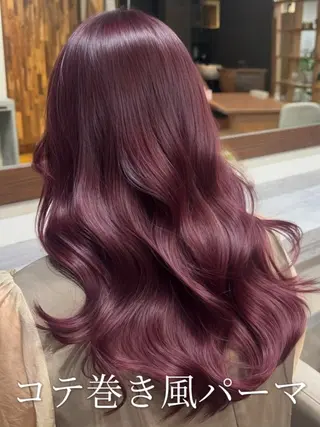 ロング パーマ コテ巻き/パーマ/艶 透明感/荻原凜太郎のヘアスタイル