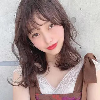 セミロング カラー 💕上野美容師☁ ブリーチ💖サワのヘアスタイル