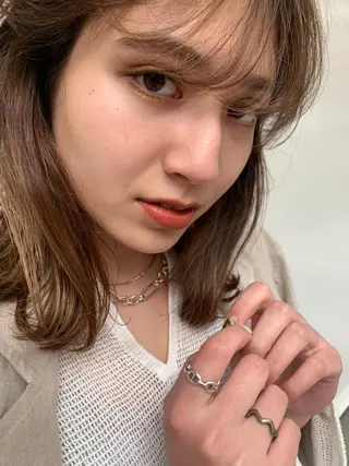 ミディアム パーマ カラー CEINE PATHのヘアスタイル