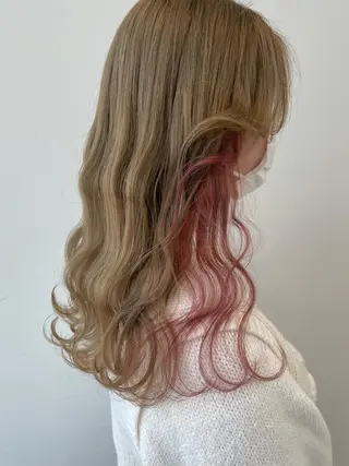 セミロング カラー ヘアアレンジ 🦄インナーカラー 🦄貫井彩花のヘアスタイル