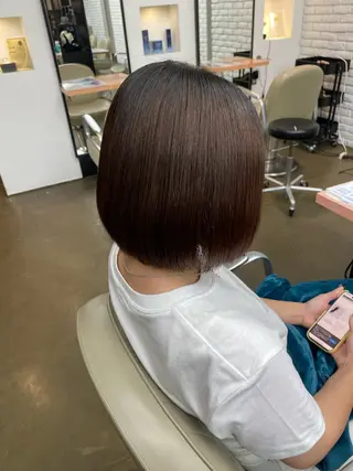 ショート パーマ DIFINOaoyama所属・🎧ayaka/ボブ /透明感カラー 🩵のヘアスタイル