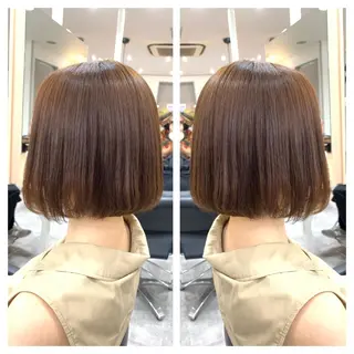 ショート カラー パーマ 髪質改善🩵艶髪 ストレート🩵山口のヘアスタイル