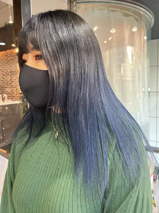 セミロング カラー 💖デザインカラー/ タダ ハナカ💖のヘアスタイル