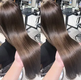 ロング カラー パーマ ヘアアレンジ 透明感/オリーブ/ グレージュ/YUKAのヘアスタイル